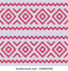 vector illustration of a seamless red and white knitted background