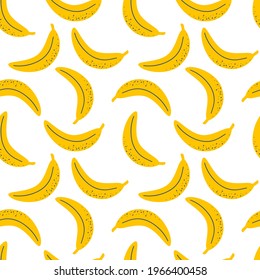 vector illustration seamless repeating pattern with hand drawn  bananas. tropical summer background for printing on fabric, wrapping paper