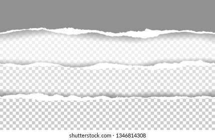 Vector illustration of the seamless ripped horizontally paper on gray abstract background. Idea for writing messages  EPS10.