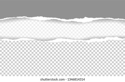 Vector illustration of the seamless ripped horizontally paper on gray abstract background. Idea for writing messages  EPS10.