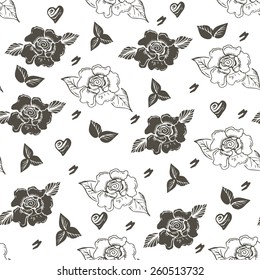Vector illustration. Seamless roses pattern.