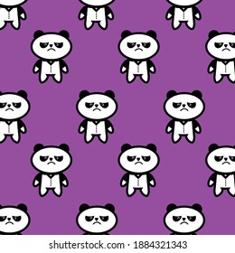Vector illustration of seamless sad panda mascot graphics