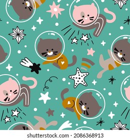 Vector illustration of seamless scandinavian pattern with colorful stars for kids fabrics, backdrop, background, wrapping paper 