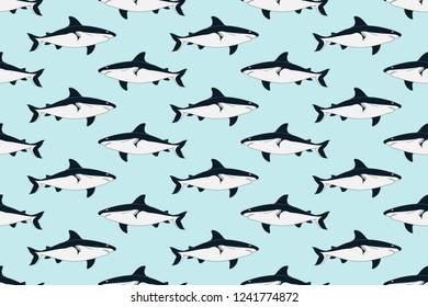 Vector illustration of seamless shark, creative repeating of texture for printing, wrapping, wallpaper, fabric, and textile.