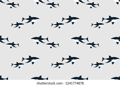 Vector illustration of seamless shark, creative repeating of texture for printing, wrapping, wallpaper, fabric, and textile.