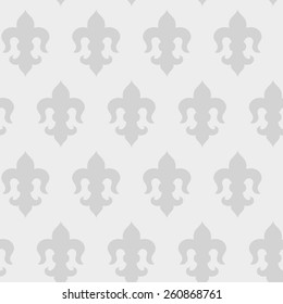 Vector illustration:   seamless silver background with silver fleur de lys shapes in checkerboard pattern