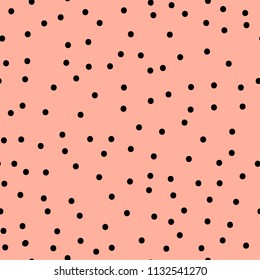 
Vector illustration seamless simple. Black dots on peach background.Modern stylish texture grunge effect .