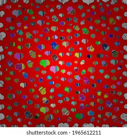 Vektorgrafik. Nahtlose 60er-Stil mod Pop-Kunst psychedelische bunt Liebe Text Design. Frische Herzen lieben auf grünem, blauem und rotem Hintergrund.