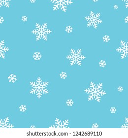Vector illustration seamless snowflake pattern, blue background