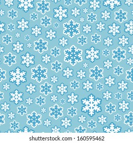Vector illustration of seamless snowflake pattern background.