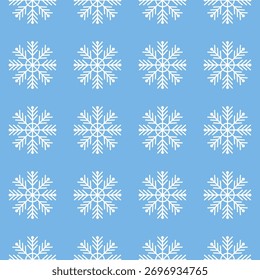 Ilustración vectorial de patrón de copos de nieve sin fisuras sobre fondo azul para Navidades. Ilustración vectorial