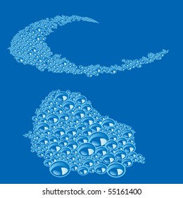 Vector illustration of seamless soap-foam on blue background