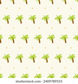 Vector illustration. Seamless summer pattern with hand drawn beach background elements such as watermelon, sunglasses, flowers, hat, pineapple, clouds.