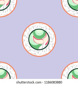 Vector illustration of seamless sushi rolls pattern