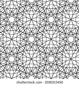 Ilustración vectorial. Plantilla sin inconvenientes para imprimir en tela, envolver papel. Fondo blanco con un patrón gráfico negro. Imagen abstracta de una estrella.