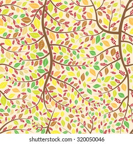 Vector illustration of a seamless texture with autumn leaves.