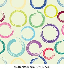Vector illustration of a seamless texture with circles in a grunge style. Multicolored.
