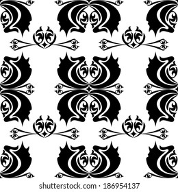 Vector illustration of seamless texture with decorative ornaments.