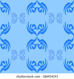 Vector illustration of seamless texture with decorative ornaments.