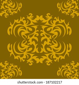 Vector illustration of seamless texture with decorative ornaments.