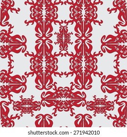 Vector illustration of a seamless texture with decorative ornaments.