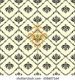 Vector illustration. The vector seamless texture of orange and beige elements on white background.
