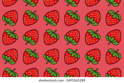 Vector Illustration Seamless Tropical Fruit, Strawberry with Blank Background