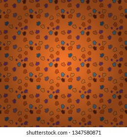 Vector illustration. Seamless Valentine':s Day with watercolor heart outlines. Big and small hearts with swirls in orange, black and purple colors.