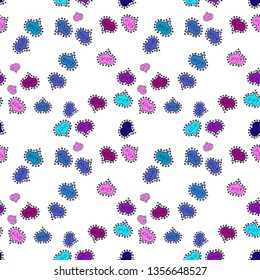 Vector illustration. Seamless Valentine':s Day with watercolor heart outlines. Big and small hearts with swirls in white, blue and black colors.