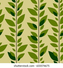 Vector illustration seamless wallpaper with leaves