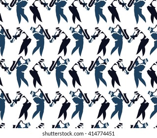 vector illustration seamless wallpaper on the theme music, musicians silhouettes