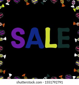 Vector illustration. Seamless. Weekend Sale Banner Template. Illustration on blue, purple and black colors. Lettering.