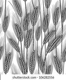 Vector illustration of seamless wheat ears background