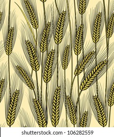 Vektorillustration, Illustration von nahtlosen Weizenähren, Hintergrund