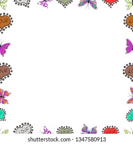 Vector illustration. Seamless. Illustration in white, brown and black colors. Doodles elements hand drawn frames.