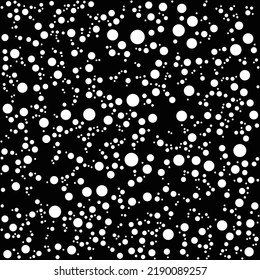 Vector illustration of seamless white dot pattern with different grunge shape effect rounded spots isolated on black background. perfect for gift wrapping, invitation paper, greeting card, fabric text