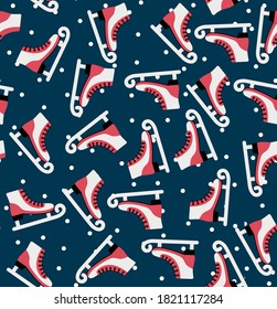Vector illustration of a seamless winter pattern in skates eps 10