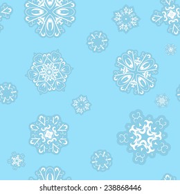 Vector illustration of seamless winter pattern with snowflakes