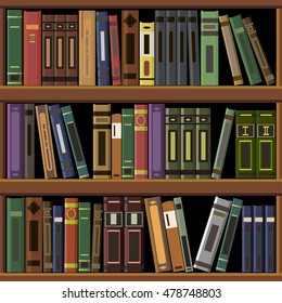 vector illustration seamless wooden bookshelves