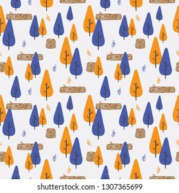 Vector illustration of seamless woodland pattern