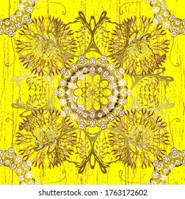 Vector illustration. Seamless. Illustration in yellow and brown colors. Abstract luxury background, ornament elegant invitation wedding card, invite, backdrop cover banner illustration.