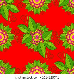 Vector illustration. Seamless.Falling autumn and summer leaves natural background. Colorful foliage.