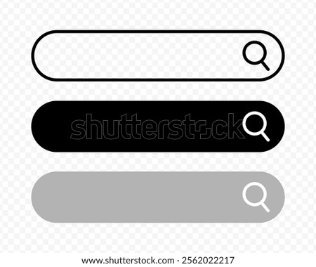 Vector illustration of search box icon set isolated on transparent background