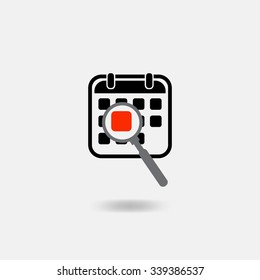 Vector illustration of search concept with calendar icon  magnifying glass