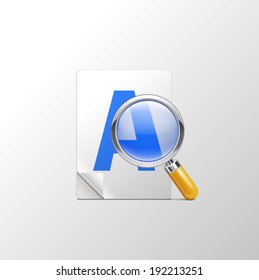 Vector illustration of search concept with office paper notes and magnifying glass