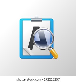 Vector illustration of search concept with office paper notes and magnifying glass
