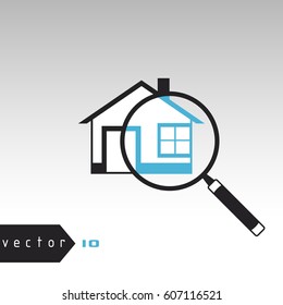 Vector illustration of the search house find address icon