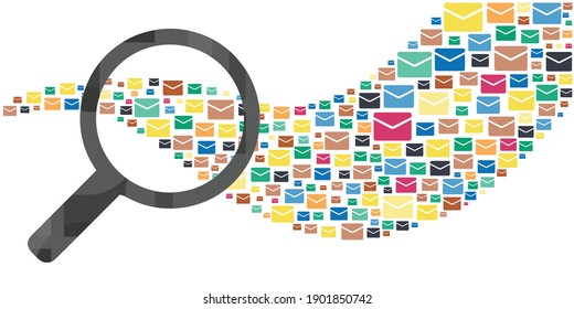 vector illustration for search option for email and electronic services keywords finder