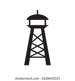 Vector illustration of a searchlight tower silhouette