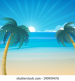 Vector Illustration of a Seascape Background